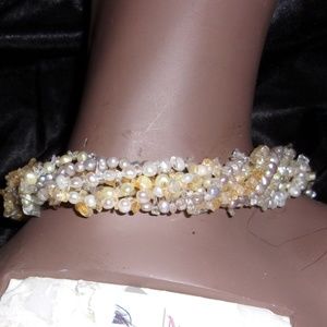 Yellow, White, Silver Gray Seed Pearls. Another In Pink.